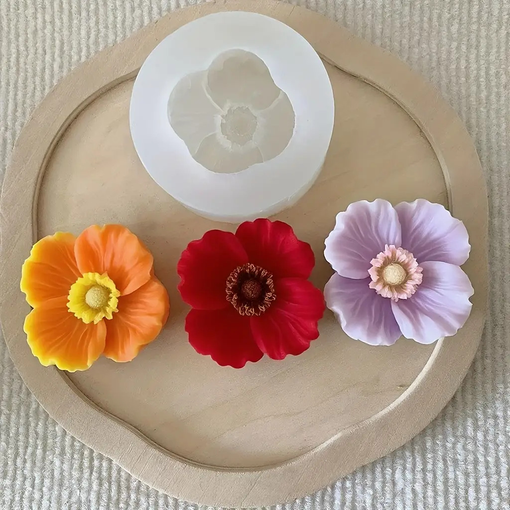 Candle Making Vessels - 花の形をしたシリコンキャンドル型、石鹸、粘土、樹脂工芸品、家の装飾、さまざまなホリデーギフトの作成に使用できます。