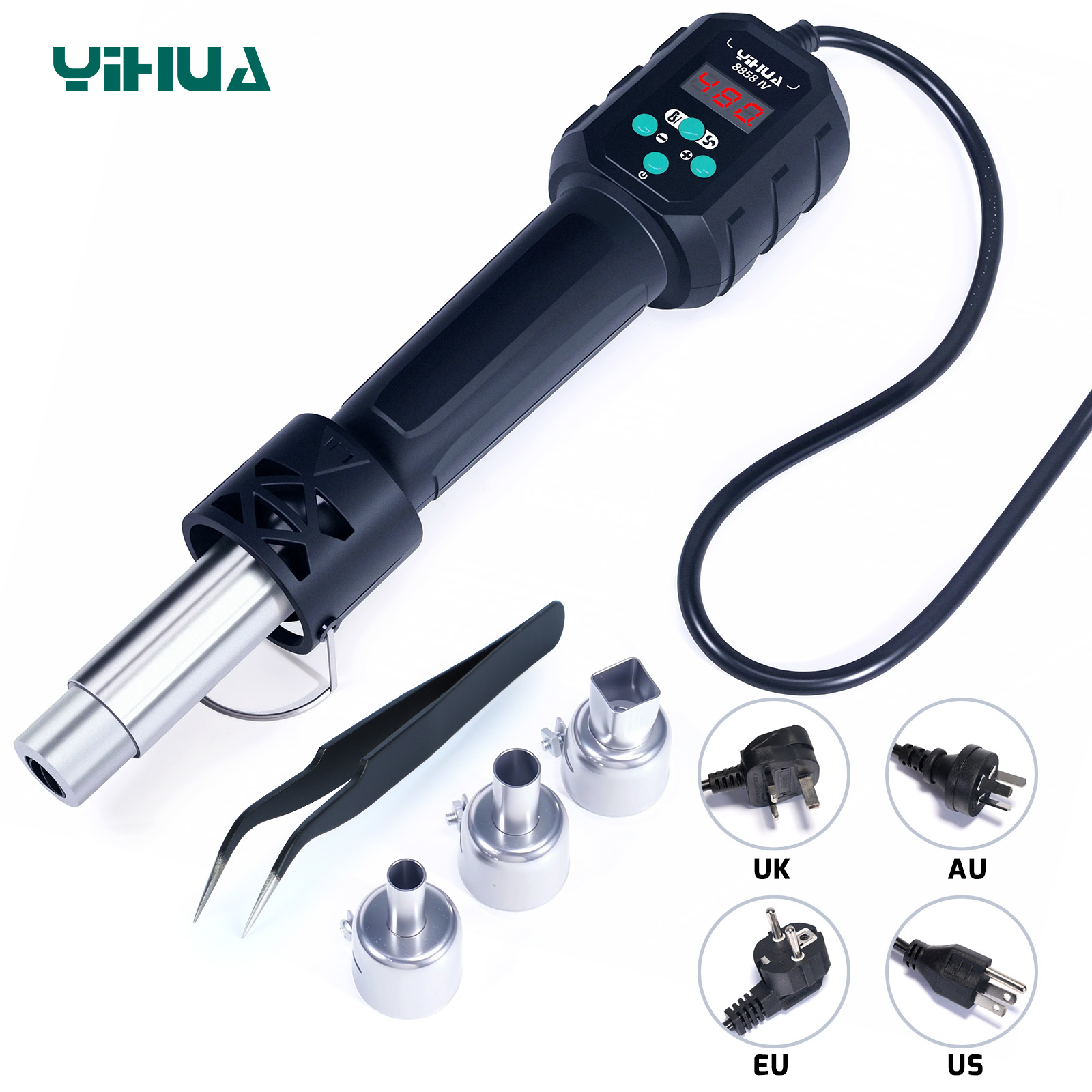 Heat Gun Embossing - YIHUA ホットエアガン温度調整可能 8858-IV 700 ワットはんだリワーク溶接ステーション LCD