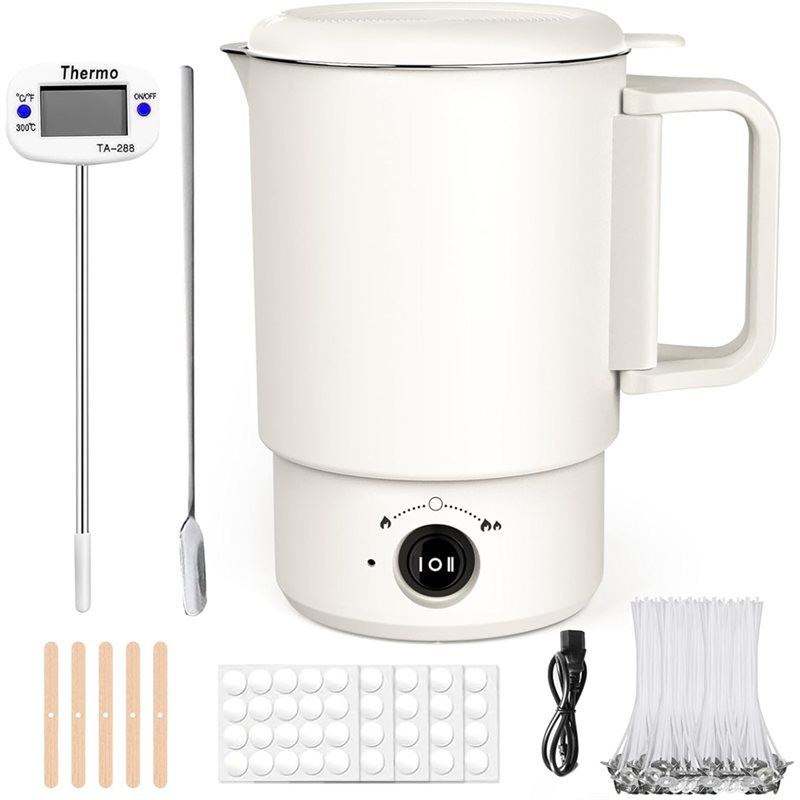 Candle Making Vessels - A47U 電気ワックス溶解ポットキット 温度計付き 800ML ワックスメルター キャンドル作り用、初心者向けDIY作成用品