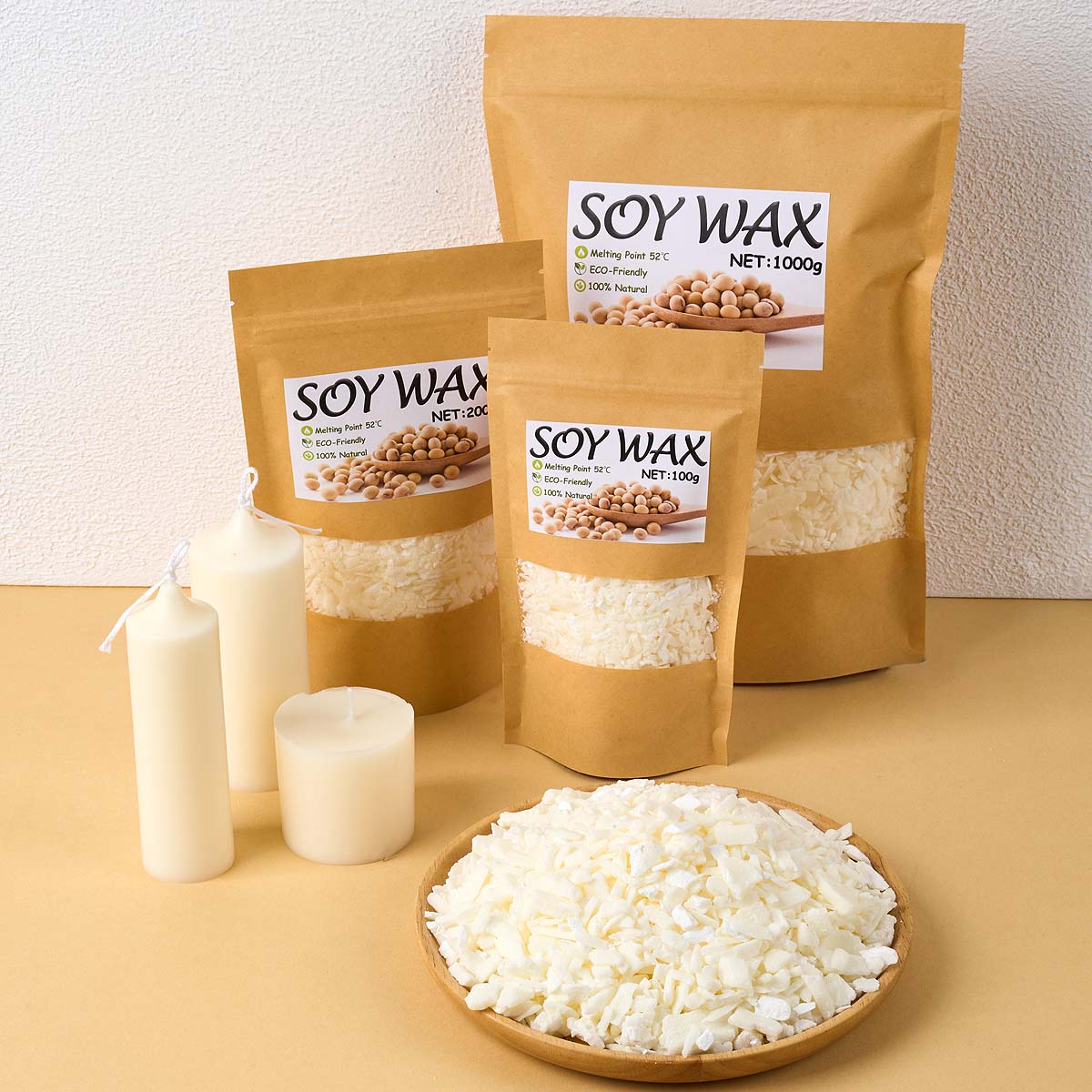 Candle Making Set - 1 ポンドピュアホワイト大豆ワックス DIY 手作りキャンドル工芸品 100% 無添加香りキャンドル原料作成用品キット
