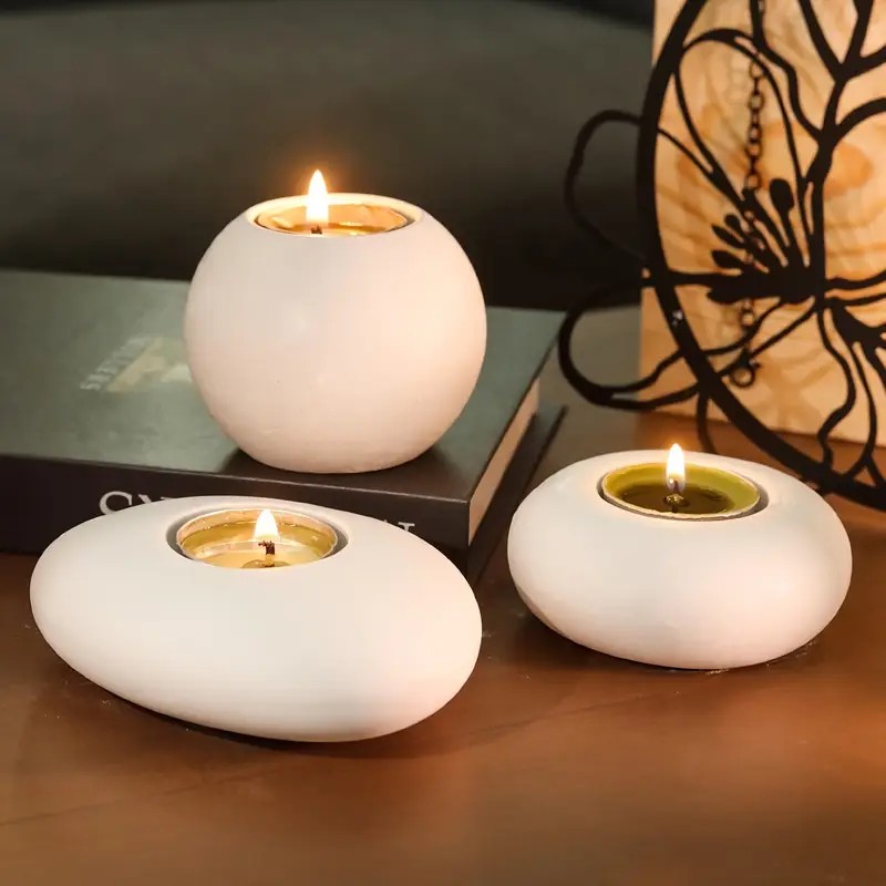 Candle Making Vessels - ティーライトキャンドルホルダー樹脂シリコンモールド、クリスタルボール/球体エポキシ樹脂モールド、楕円形石膏コンクリートフラワーポット作成モールド
