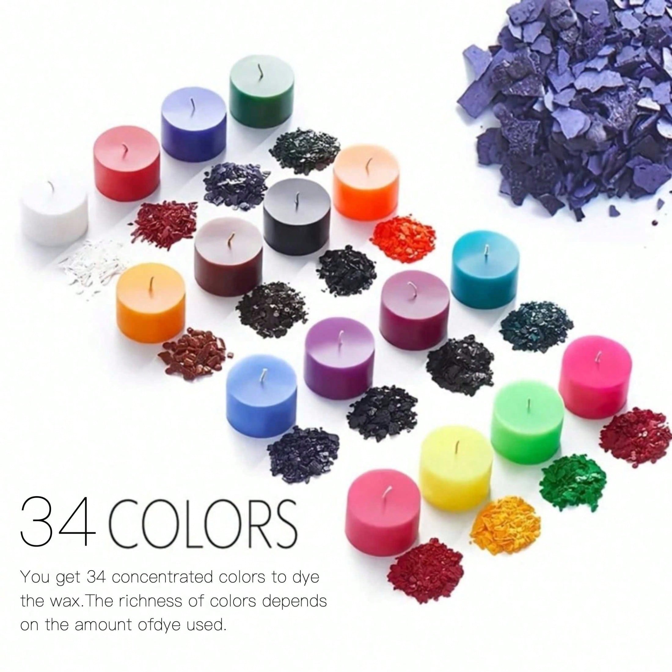 34色/16色/12色/6色キャンドルカラー顔料セット（1g - Candle Dye Chip のレビューと価格