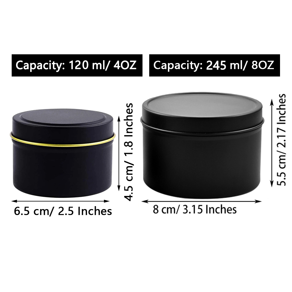 4オンス/8オンスの蓋付きキャンドル缶、クリスマスマットブラ - Candle Making Vessels のレビューと価格