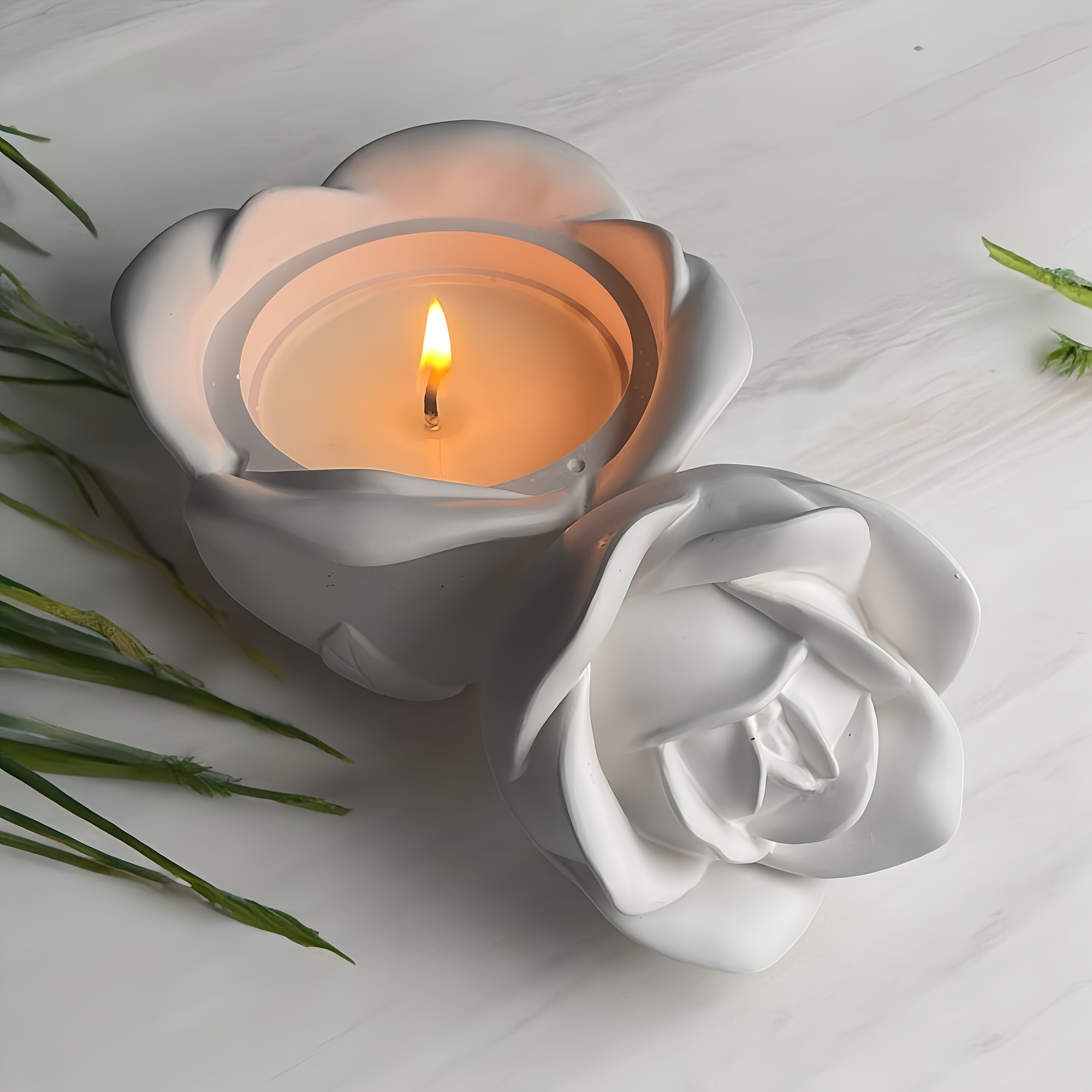 2ピースセット ローズ型シリコンモールド 蓋付き、エポキシ樹 - Candle Making Set のレビューと価格