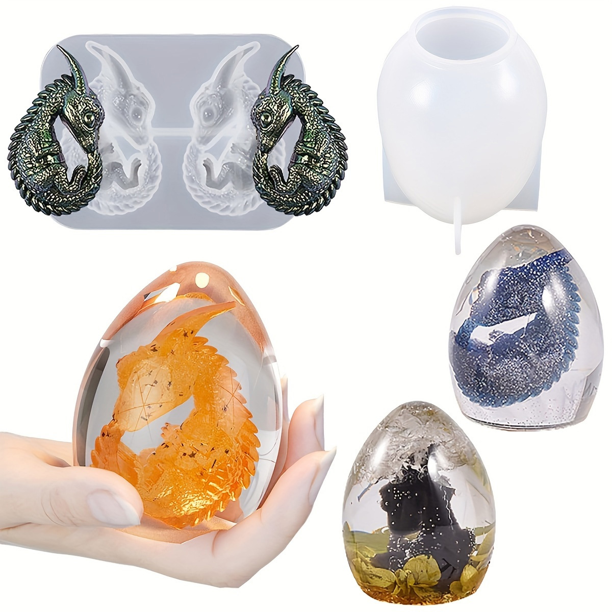 シリコンドラゴンエッグ型、2個セット、恐竜の卵樹脂鋳造型、D - Candle Making Set のレビューと価格