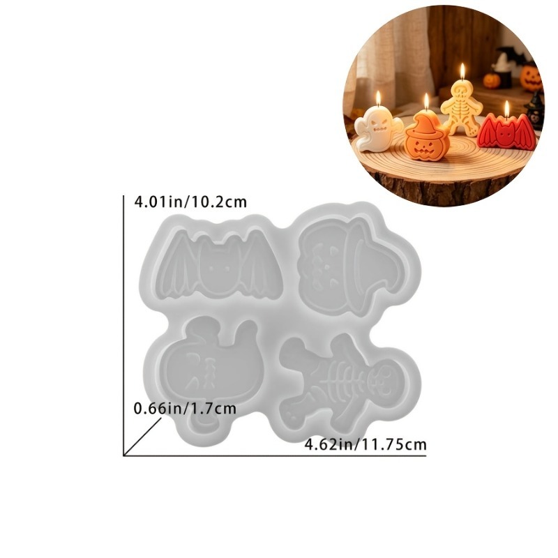4つの空洞を持つシリコン樹脂型セット。DIY粘土の幽霊、カボ - Candle Making Set のレビューと価格