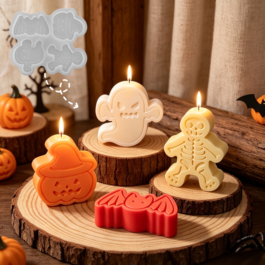 4つの空洞を持つシリコン樹脂型セット。DIY粘土の幽霊、カボ - Candle Making Set のレビューと価格
