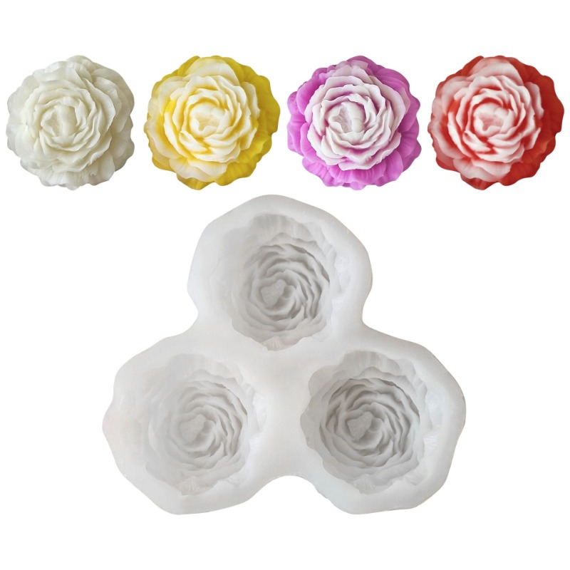 3個/セット 牡丹の花 キャンドル シリコンモールド 3D  - Candle Making Set のレビューと価格