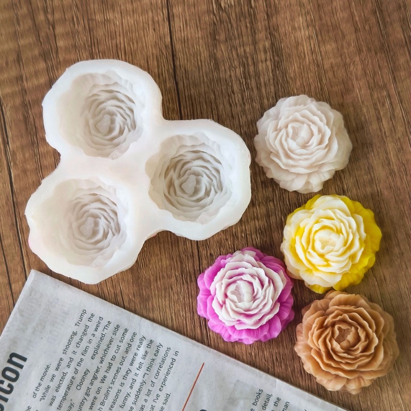 3個/セット 牡丹の花 キャンドル シリコンモールド 3D  - Candle Making Set のレビューと価格